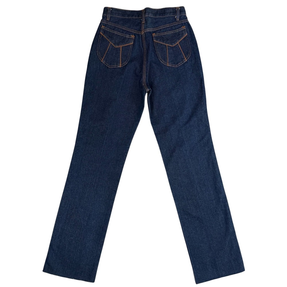 Strawberry Jam Vtg 70s High Waisted Jeans Womens 28 Dark Wash Straight Leg